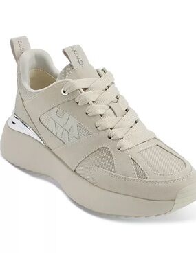DKNY Women's Beige Platform Lace-Up Sneakers
